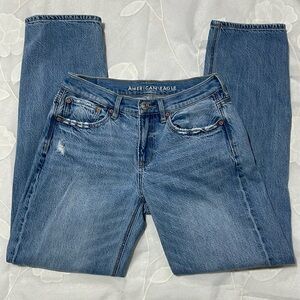 American Eagle Outfitters Women's Light Blue Straight Leg Jeans